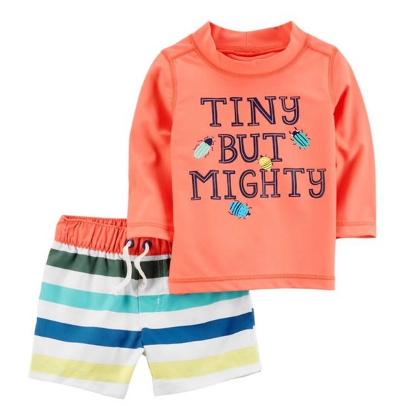 Carter's Other - CARTER’s BOYS SWIMSUIT 24months, orange and stripes, shorts and t-shirt